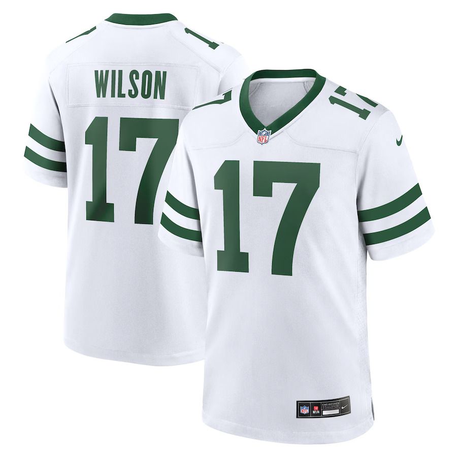 Men New York Jets 17 Garrett Wilson Nike White Legacy Player Game NFL Jersey